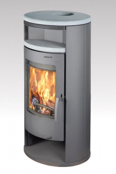 Kaminofen Olympus mit Speckstein-Topplatte u. Warmhalteplatte - 7 kW