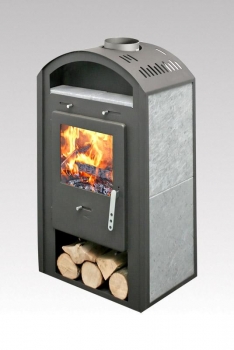 Kaminofen Split mit Specksteinverkleidung - 7 kW