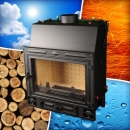 Wasserf. Kamineinsatz, Heizeinsatz 22 kW mit Schamotte