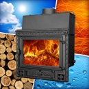 Wasserf. Kamineinsatz, Heizeinsatz 24 kW mit Schamotte