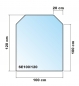 Preview: Sechseck 100x120cm Glas schwarz - Funkenschutzplatte Kaminbodenplatte Glasplatte Kaminunterlage