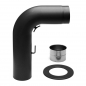 Preview: 150 mm - Rauchrohrset rund gezogen mit Drosselklappe in Schwarz