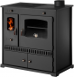 Preview: EEK A+ Küchenofen Holzherd Perfect ECO schwarz, rechte Version - 7 kW Dauerbrandherd