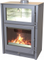 Preview: EEK A+ Kaminofen Firenza mit Edelstahlbackfach, gussgrau - 7,4kW