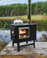 Preview: 3-Scheiben-Gartenofen "Hugo" mit Herdplatte, Zeltofen, Terrassenofen, Camping