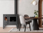 Preview: EEK A+ Küchenofen Holzherd Retro ECO schwarz, rechte Version - 7 kW Dauerbrandherd