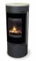 Preview: EEK A+ Runder Premium-Kaminofen Montreal S mit Natursteintopplatte, schwarz - 6,3 kW