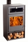 Preview: EEK A+ Kaminofen Juan Panadero NICE ECODESIGN mit Backfach - 8 kW Rauchrohr hinten
