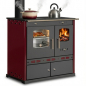 Preview: EEK A+ Küchenofen Holzherd ECO LUX INOX, Edelstahlbackfach, bordeaux, linke Version - 7,1 kW