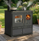 Preview: Outdoor-Küchenofen Gartenherd ECO LUX INOX, Edelstahlbackfach, schwarz, linke Version