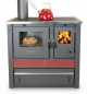 Preview: Küchenofen Holzherd PANONIA Kacheln bordeaux, linke Version - 8,5 kW Dauerbrandherd