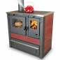 Preview: Küchenofen Holzherd PANONIA Kacheln bordeaux, linke Version - 8,5 kW Dauerbrandherd