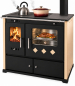 Preview: XL-Küchenofen Holzherd PR LUX INOX creme, rechts mit Edelstahlbackfach - 9,4 kW