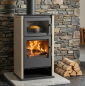 Preview: EEK A+ Kaminofen Victoria Regina F ivory mit Backfach + ext. Zuluft - 8,7 kW