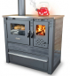Preview: EEK A+ Küchenofen Holzherd PANONIA Kacheln schwarz, linke Version - 8,5 kW Dauerbrandherd