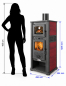 Preview: EEK A+ Kaminofen mit Backfach ROMA G bordeaux mit Keramikverkleidung - 8,3 kW