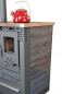 Preview: EEK A+ Küchenofen Holzherd PANONIA Kacheln schwarz, linke Version - 8,5 kW Dauerbrandherd
