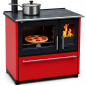 Preview: EEK A+ Küchenofen Holzherd Plamen 850 rot, linke Version - 8 kW Dauerbrandherd