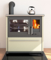 Preview: EEK A+ Küchenofen Holzherd Plamen 850 creme, linke Version - 8 kW Dauerbrandherd