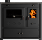 Preview: EEK A+ Küchenofen Holzherd Practik LUX schwarz, linke Version - 9,5 kW, ext. Zuluft - Dauerbrand