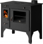 Preview: EEK A+ Küchenofen Holzherd Retro ECO schwarz, rechte Version - 7 kW Dauerbrandherd