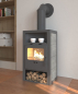 Preview: EEK A Kaminofen INDI S für Holz+Kohlefeuerung, Specksteinoptik,  gussgrau – 6,6kW