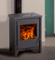 Preview: EEK A+ Kaminofen Juan Panadero Bordeaux ECODESIGN mit Herdplatte - 7,4 kW [Wirkungsgrad 90%!] Rauchrohr hinten