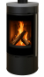 Preview: EEK A+ Runder Premium-Kaminofen Montreal S mit Natursteintopplatte, schwarz - 6,3 kW
