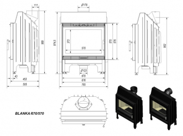 *EEK A - Kamineinsatz Kratki BLANKA 670/570 - 11 kW