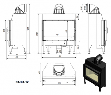 *EEK A - Kamineinsatz Kratki Nadia - 12 kW