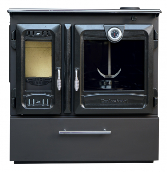 EEK A+ Panorama-Holzherd Modell 216-3D BOX mit 8,5kW - Bauart 1 - viel Gusseisen