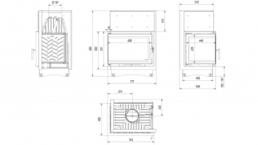 *EEK A Eck-Gusskamineinsatz Kratki ZUZIA ECO 12 DECO, links + BISMSCHV II - 12kW