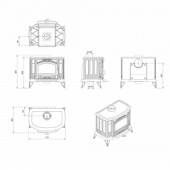 Gußkaminofen KRATKI K9 ECO RR150 mit 8 kW