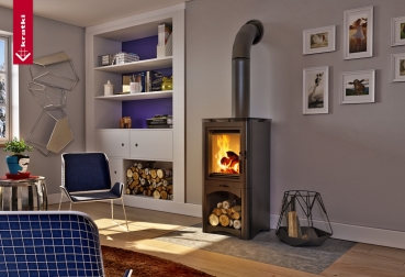 *EEK A - Stahl-Kaminofen Kratki KOZA K5 S W mit Holzfach - 7 kW