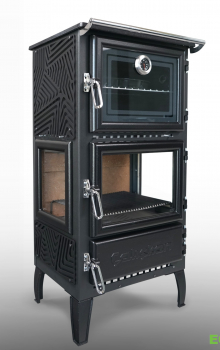 EEK A - Dreischeiben-Holzherd Modell 306-3D Backfach+Herdplatte - 12,87 kW