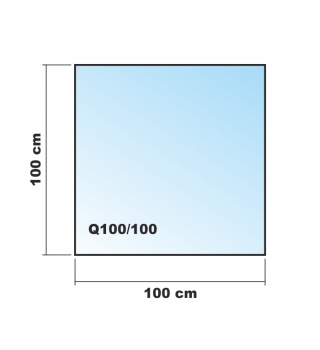Quadrat 100x100cm Glas schwarz - Funkenschutzplatte Kaminbodenplatte Glasplatte Ofenplatte