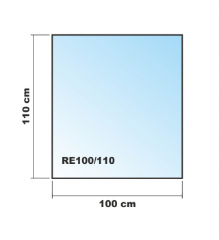 Rechteck 100x110cm Glas schwarz - Funkenschutzplatte Kaminbodenplatte Glasplatte Unterlage Kamin