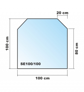 Sechseck 100x100cm Glas weiß - Funkenschutzplatte Kaminbodenplatte Glasplatte Ofenplatte
