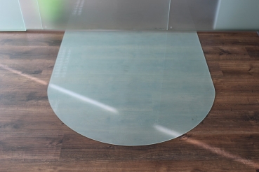 Rundbogen *Frosty* 120x140cm - Funkenschutzplatte Milchglas Kaminbodenplatte Glasplatte
