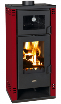 EEK A+ Kaminofen mit Backfach PRITY K2 GT F bordeaux – 8,1kW