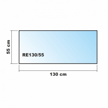 Rechteck *Frosty* 130x55cm - Milchglas Funkenschutzplatte Kaminbodenplatte Glasplatte
