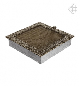 Kamin-Lüftungsgitter, 22x22cm schwarz/gold – mit Lamellen