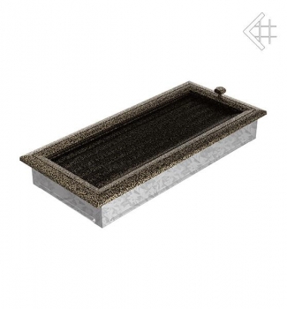 Kamin-Lüftungsgitter, 17x37cm , Rillendesign, schwarz/gold – mit Lamellen