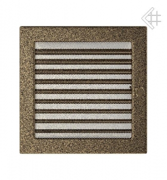 Kamin-Lüftungsgitter, 22x22cm schwarz/gold – mit Lamellen