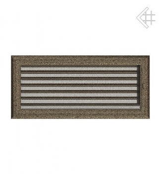 Kamin-Lüftungsgitter, 17x37cm , Rillendesign, schwarz/gold – mit Lamellen