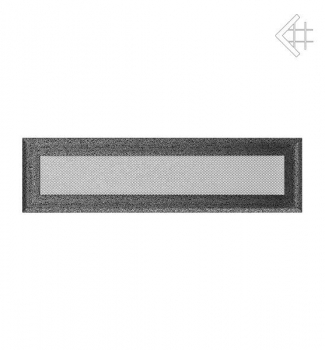 Kamin-Lüftungsgitter, 11x42cm , Rillendesign, schwarz/silber