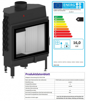 EEK A+ - Kamineinsatz HITZE Albero AL16S.H DECO -16kW