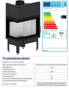 EEK A - Eck-Kamineinsatz HITZE Albero AL9L.H DECO mit Seitenglas links -9kW
