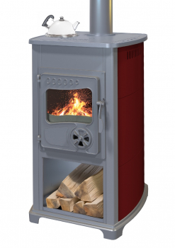 EEK A+ Kaminofen Bella bordeaux mit Herdplatte - 5,4kW