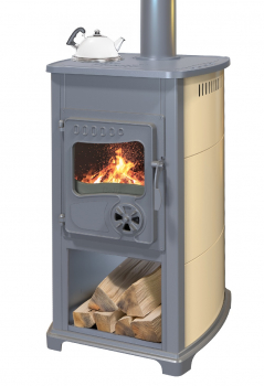EEK A+ Kaminofen Bella creme mit Herdplatte - 5,4kW